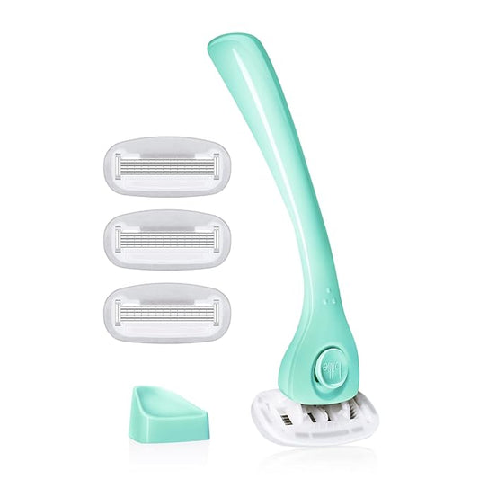 TheAward-WinningRazor Cartridge Razors – Billie Razors for Women Shave Kit – Razor + 4 x 5-Blade Razor Refills + Magnetic Holder – Minty
