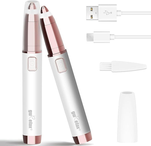 Gurelax Eyebrow Trimmers – gurelax Eyebrow Trimmer for Women,Electric Eyebrow Hair Remover, Painless Brow Razor Shaper with LED Light, USB Rechargeable, Eye Brow and Face Epilator for Ladies(White)