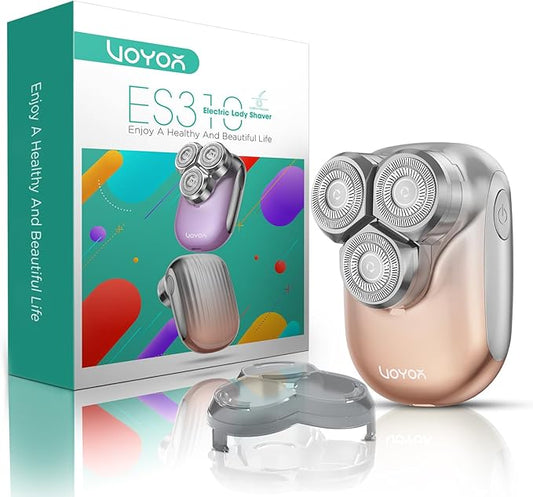 VOYOR Foil Shavers – VOYOR Electric Razors for Women 3D Floating Blade Shaver for Women, Electric Shaver for Legs Bikini and Body Facial Hair Remover Women's Shavers Waterproof Women's Grooming ES310 (Gold)