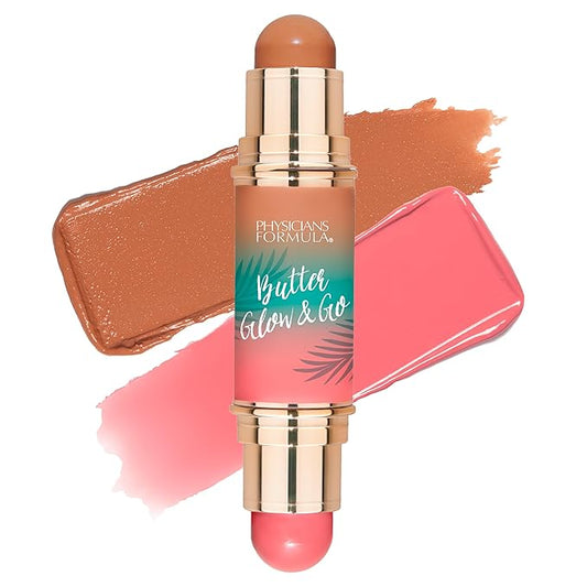 PhysiciansFormula Blush – Physicians Formula Butter Glow & Go Multiuse Stick, Ultra-Creamy Radiant Finish Formula with Murumuru Butter, Vegan & Cruelty-Free- Sunkissed Rose