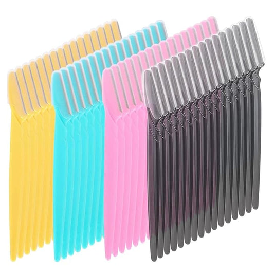 Jusbuya Disposable Razors – Facial Razor, 64 Pcs Eyebrow Shavers for Women, Multipurpose Exfoliating Dermaplaning Tools for Face With Precision Cover, 4 Colors