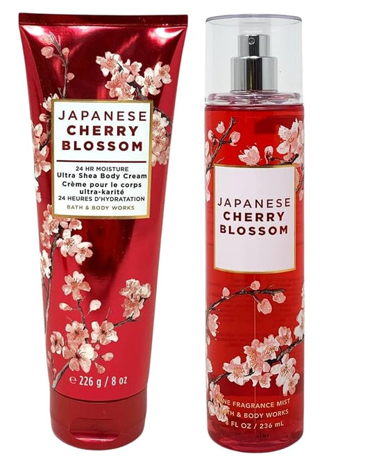 Bath+%26+Body+Works Sets & Kits – Bath & Body Works Fine Fragrance Mist & Ultra Shea Body Cream Japanese Cherry Blossom 2 Piece Set Full Size 8oz