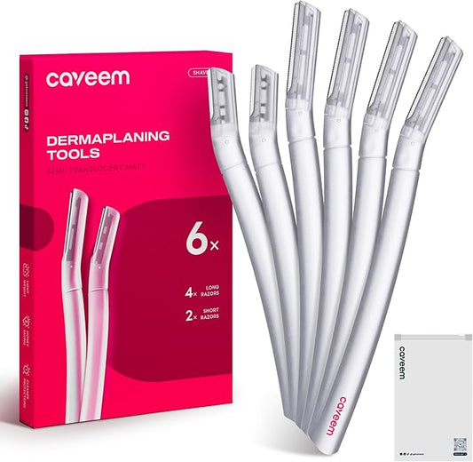 Caveem Epilators – Dermaplane Razor for Women, Dermaplaning Tool - Face Razors for Women and Men, Eyebrow Trimmer and Facial Hair Removal Shaver, Gentle Exfoliation Blades Epilator for Men (6 Count)