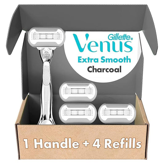 Venus Cartridge Razors – Gillette Venus Extra Smooth Charcoal Women's Razor Handle + 4 Blade Refills