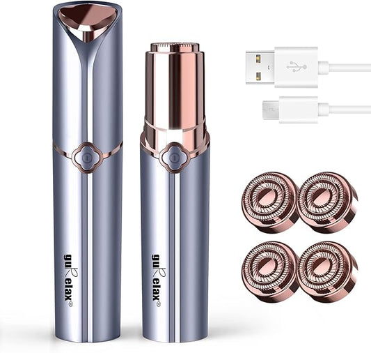 Gurelax Epilators – Facial Hair Removal for Women, GURELAX Hair Remover for Face, Painless Hair Removal Device, Face Shavers for Chin Upper Lip -Included 4 x Replacement Heads