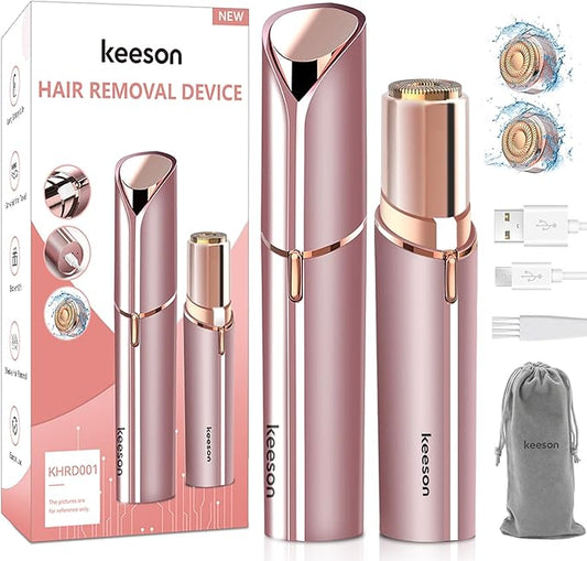 Nvxigac Epilators – Facial Hair Removal for Women, Painless Womens Facial Hair Remover with 2 Replacement Heads, Lipstick-Sized, USB Rechargeable, Facial Hair Remover for Upper Lip,Chin,Peach Fuzz,Mustache (Pink)