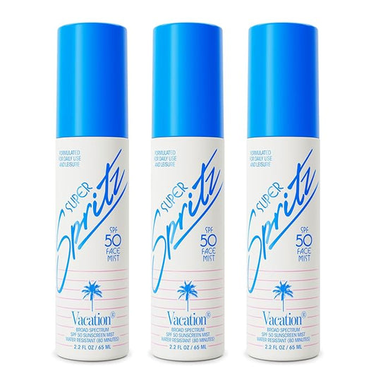 Vacation Facial Sunscreens – Vacation Super Spritz SPF 50 Face Mist, Daily Face Sunscreen Spray, Clean & Lightweight, Water-Resistant, Non-Comedogenic, Vegan, Travel Size, 2