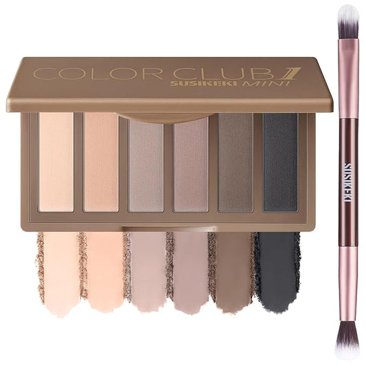 SUSIKEKI Eyeshadow – 6 Colors Mini Naked Eyeshadow Makeup Palette with Brush Neutral Nude Smoky Eye Shadow Taupe & Brown Matte Make Up Pallet with Mirror Highly Pigmented Long Lasting Waterproof Travel Size Gift Kit