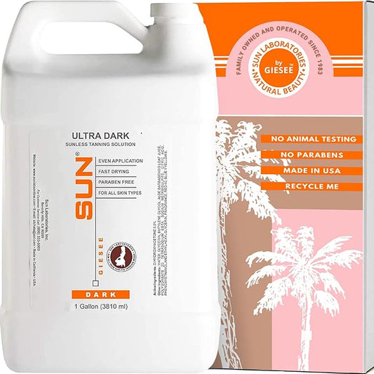 SunLaboratories Body Self-Tanners – Sun Laboratories By Giesee Ultra Dark Spray Tan Solution 1 Gallon - Self Tanner Spray Bottle Kit with Tanning Lotion, Face Tanner, and Non-Toxic Tanning Lotion, Ideal for Sunless Tanning