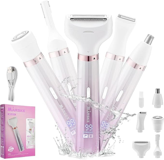 glowtalebaeuty Bikini Trimmers – Electric Razors Shavers for Women, Bikini Trimmer 5 in 1 Electric Shaver Razor for Women, Wet/Dry Face Razors for Face Nose Eyebrow Arms Armpit Legs Pubic Area Painless Facial Hair Removal for Women