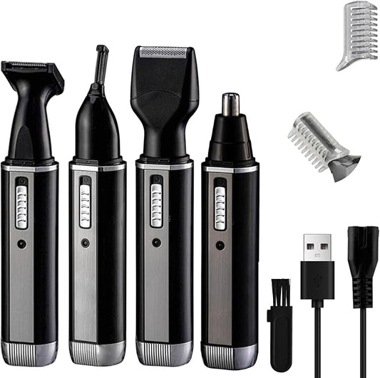 glowtalebaeuty Nose & Ear Hair Trimmers – Nose Hair Trimmer for Women and Men, 4-in-1 Facial Hair Removal Trimmer Professional Eyebrow & Facial Hair Trimmer, Rechargeable Portble Waterproof Face Shaver Razor for Nose Ear Eyebrow Set