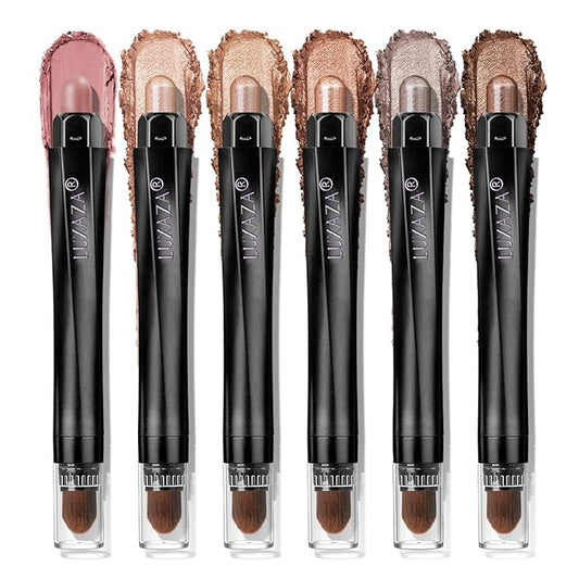 LUXAZAPRO Eyeshadow – Neutral Eyeshadow Stick Makeup Set, Metallic Shimmer Matte Cream Eye Shadow Eyeliner Brightener Pencil Crayon - Classic 6PCS A016