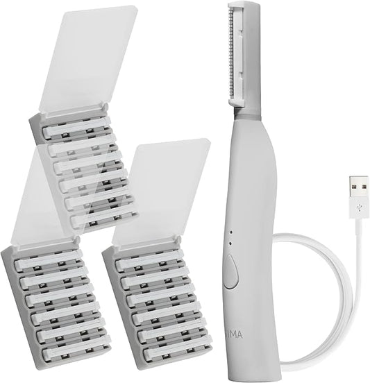 SPASCIENCES Personal Groomers – SPA SCIENCES - SIMA Patented Dermaplane Razor for Women Face – Painless 2-in-1 Facial Exfoliation & Peach Fuzz Hair Removal – Anti-Aging – 3 Speeds – Rechargeable – 21 Weeks Treatment
