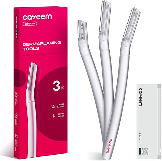 Caveem Epilators – Dermaplane Razor for Women, Dermaplaning Tool - Face Razors for Women and Men, Eyebrow Trimmer and Facial Hair Removal Shaver, Gentle Exfoliation Blades Epilator for Men (3 Count)