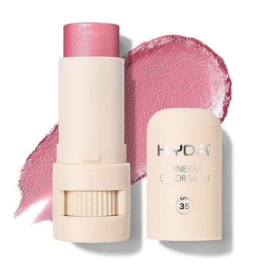 KYDA Blush – KYDA Mineral Color Balm, Buildable Shimmer Color for Lips and Cheeks, Broad spectrum SPF 35, Natural Shimmer Finish, Lightweight Blendable Creamy, Multiuse Blush Stick, PINK