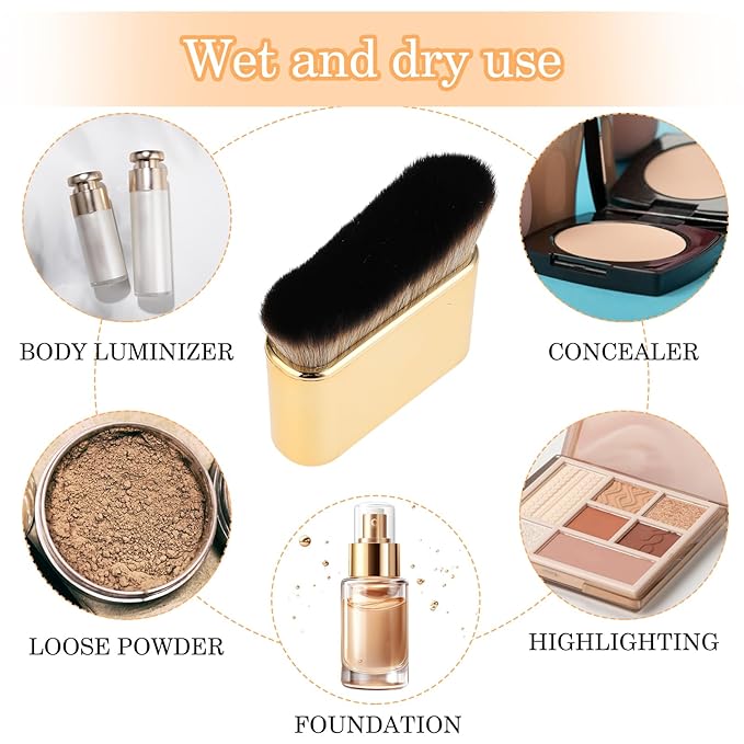 Self Tan Brush Soft Body Makeup Brush Portable Self Tanning Brush Self Tanner Face Brush For Body & Leg Makeup（Gold）
