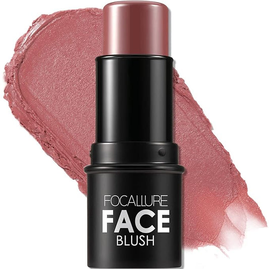 FOCALLURE Cream Blush Makeup,Buildable Blush Stick for Cheeks,Matte Stick,DARK ROSE
