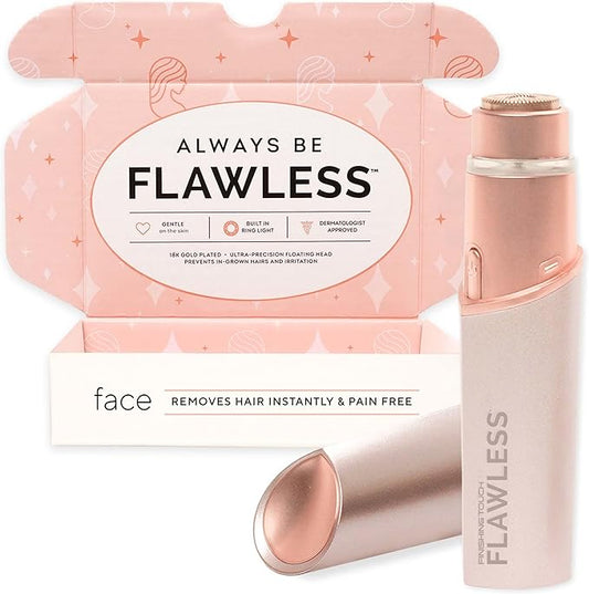 FinishingTouchFlawless Epilators – Finishing Touch Flawless Facial Hair Remover for Women, Rose Gold Electric Face Razor with LED Light, Recyclable Packaging