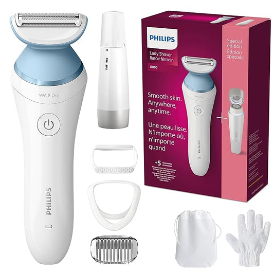 BeautyandNorelco Foil Shavers – Philips Beauty Lady Electric Shaver Series 8000 with Electric Facial Hair Remover, Cordless, BRL166/91