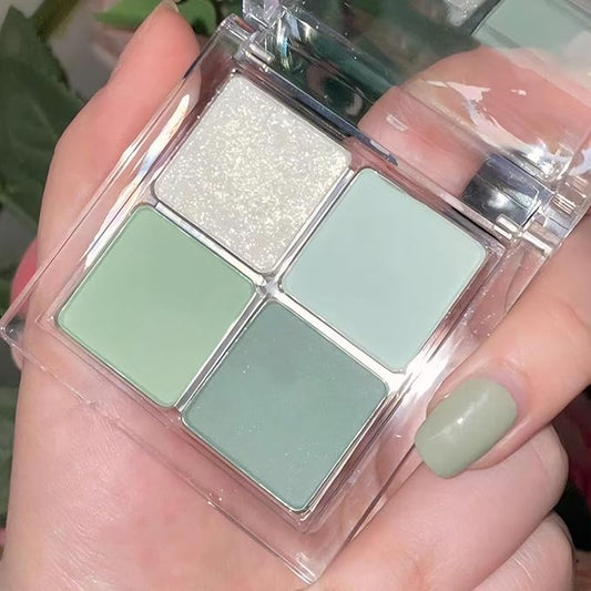 GUANTIAN Eyeshadow – Matte Light Green Glitter Eye Shadow Makeup Palette 4 Colors, Highly Pigmented Mint And Seafoam Green Waterproof Eyeshadow Palette For Woman
