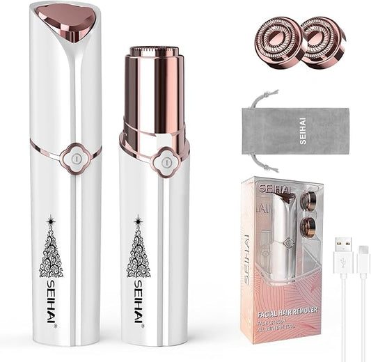 SEIHAI Epilators – Facial Hair Remover for Women, SEIHAI Rechargeable Face Shavers for Women,Included 2 x Replacement Heads, Upper Lip, Chin, Face Hair Remover Peach Fuzz Remover