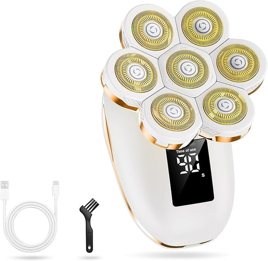 glowtalebaeuty Epilators – Electric Razors for Women,7D Gifts for Women,Cordless Electric Shaver with Detachable Head Wet/Dry Facial Hair Remover for Legs Painless Water Resistant (Gold)
