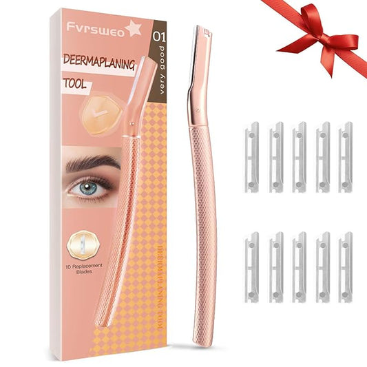 glowtalebaeuty Shaving & Grooming Sets – Dermaplaning Tool for- Dermaplane Razor for Women Face with 10 Replaceable Blades - Professional Womens Face Razor Peach Fuzz - Facial Hair Removal for Women & Eyebrow Hair Removal