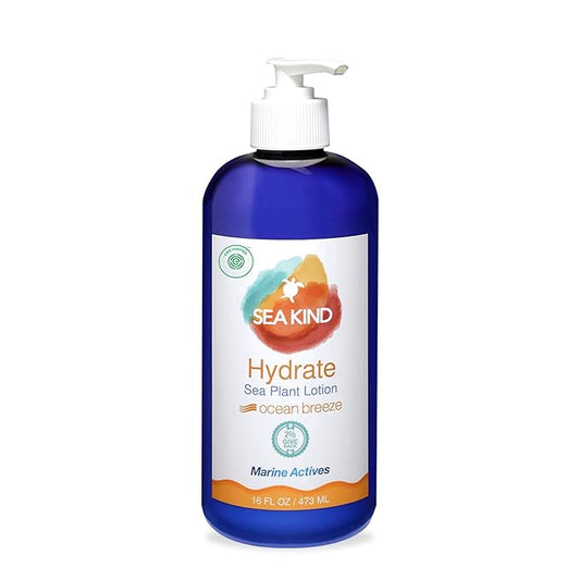 SeaKind Lotions – All Natural Hydrate Ocean Breeze Sea Plant Hand and Body Lotion for Women and Men, Essential Oil Scent, 16 Fl Oz, Non Comedogenic, Vegan Moisturizer for Dry and Sensitive Skin, No Parabens