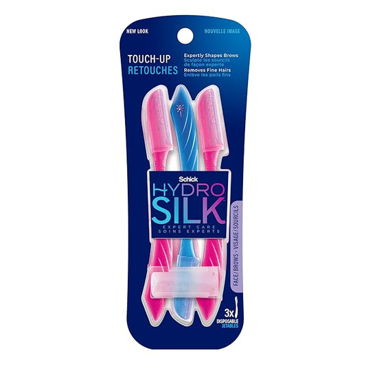 SchickHydroSilk Disposable Razors – Schick Hydro Silk Touch-Up Dermaplaning Tool with Precision Cover, 3ct | Dermaplane Razor, Face Razors for Women, Peach Fuzz Remover