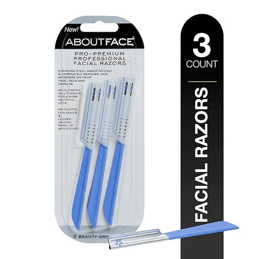 About+Face+ Disposable Razors – About Face Pro-Premium Facial Razors - 3 Beauty Groomers for Hair Removal, Ideal for Shaving, Exfoliating, Dermaplaning and Brow Shaping, Japanese Stainless Steel Gently Removes Facial Hair
