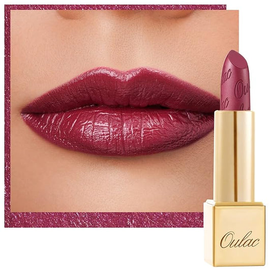 OulacCosmetics Lipstick – Oulac Burgundy Lipstick for Women with Metallic 3D Shine Lightweight Hydrating Formula, High Impact Lip Color, Vegan Beauty, Full Coverage Lip Makeup, Christmas Gifts for Women, Love Particle(03)