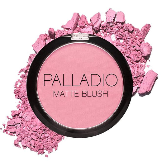 PalladioBeauty Blush – Palladio Matte Blush, Brushes onto Cheeks Smoothly, Soft Matte Look and Even Finish, Flawless Velvety Coverage, Effortless Blending Makeup, Flatters the Face, Convenient Compact, Berry Pink