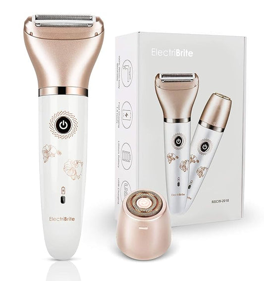 ElectriBrite Foil Shavers – Electric Razor for Women - Painless 2-in-1 Women Shaver Hair Remover for Face, Legs and Underarm, Portable Waterproof Bikini Trimmer Wet and Dry Cordless Lady Hair Removal - Micro USB Recharge