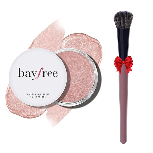 bayfree Blush – Multi Cream Blush & Blush Brush Set, Korean Makeup Blush for Cheeks, Multi-Use Face Balm, Lightweight & Hydrating, Blendable Color, Non-Greasy, Soft Bristles for Radiant Finish (Dewy)