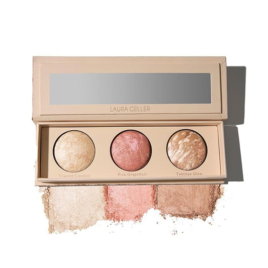 LauraGeller Blush – LAURA GELLER NEW YORK Geller's Greatest Lift-n-Glow Baked Trio Palette - Highlighter, Blush, Bronzer - All Skin Tones
