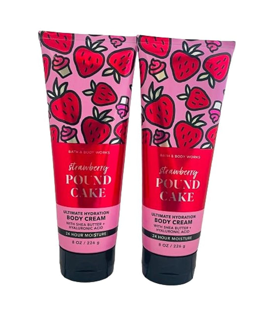 LushLather Creams – Bath and Body Works Strawberry Pound Cake 2 Pack Ultra Shea Body Cream 8 Oz