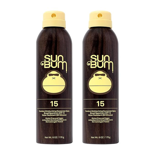 SunBum Sunscreens – Sun Bum Original SPF 15 Sunscreen Body Spray | Broad Spectrum Moisturizing Sunblock with Vitamin E | Hawaii 104 Act Compliant (Octinoxate & Oxybenzone Free) | 2 Pack, 6 oz