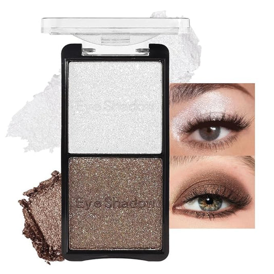 FeiCuiYun Eyeshadow – Double color eye shadow, Eyeshadows Creamy, high pigment eye makeup palette, matte shimmer metal eye shadow powder, Blendable, Ultra-Pigmented, Easy to Apply, Matte & Shimmer, (01)