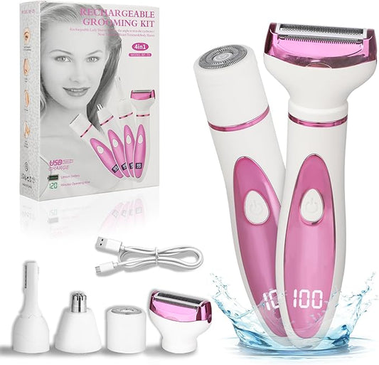 BeanifyElectricRazor Foil Shavers – Wet & Dry Electric Razor for Women Men,4 in 1 Rechargeable Led Display Electric Shaver and Facial Hair Remover,Painless Ladies Body Razors for Nose Face Body Leg Bikini Arm Hair (Purple)
