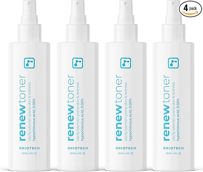 BRIOTECHUSA Toners & Astringents – BRIOTECH Skin Renew Toner, Hypochlorous Acid Spray Topical Skin Spray for Face and Skin, Minimize Appearance of Blemishes, Soothing Mist for Redness & Bumps, 4 fl oz ea, 4 ct