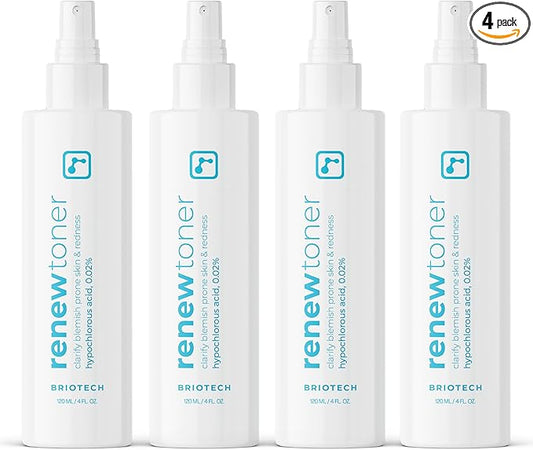 BRIOTECHUSA Toners & Astringents – BRIOTECH Skin Renew Toner, Hypochlorous Acid Spray Topical Skin Spray for Face and Skin, Minimize Appearance of Blemishes, Soothing Mist for Redness & Bumps, 4 fl oz ea, 4 ct