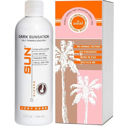 SunLaboratories Body Self-Tanners – Sun Laboratories By Giesee Dark Sunsation Spray Tan Solution 8 oz - Self Tanning Lotion, Professional Airbrush Tanning Solution, Ultra Dark Bronzing Spray