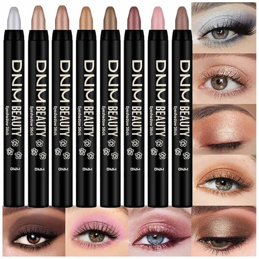 evpct Eyeshadow – evpct 8Pcs Cream Eye Shadow Brightener Sticks Set for Eyes, Silver Champagne Golden Rose Sand Bronze Gold Orchid Pink Deep Mauve Shimmer Matte Pencil Eye shadow Crayon Applicator Stick Palette Makeup