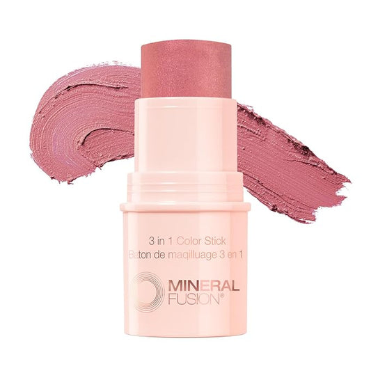 MineralFusion Blush – Mineral Fusion 3-in-1 Color Stick, Instant Color Pop, Creamy Multi-Use Blush Stick for Cheek, Lip & Eye, Hydrating, Organic Natural Makeup, Rosette