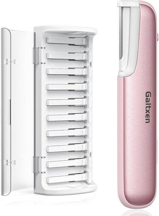 glowtalebaeuty Microdermabrasion Devices – Dermaplaning Tool for Women Pink - Facial Exfoliation & Peach Fuzz Hair Removal with Rechargeable Sonic Edge Technology, 10 Refill Blades