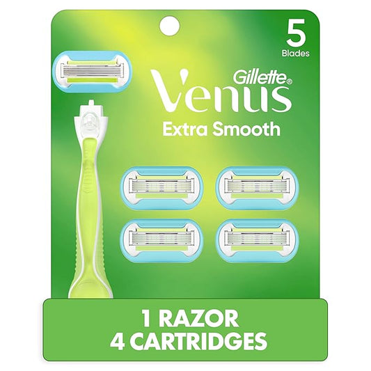 Venus Cartridge Razors – Venus Extra Smooth Women's Razor Handle + 4 Blade Refills