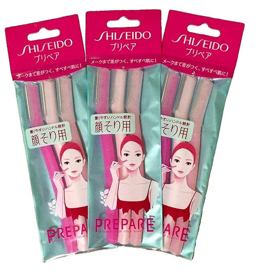 glowtalebaeuty Epilators – FT Shiseido Facial Razor 3pcs(L) x 3 Pack (total 9 pcs) + Original Oil Blotting Paper Maiko