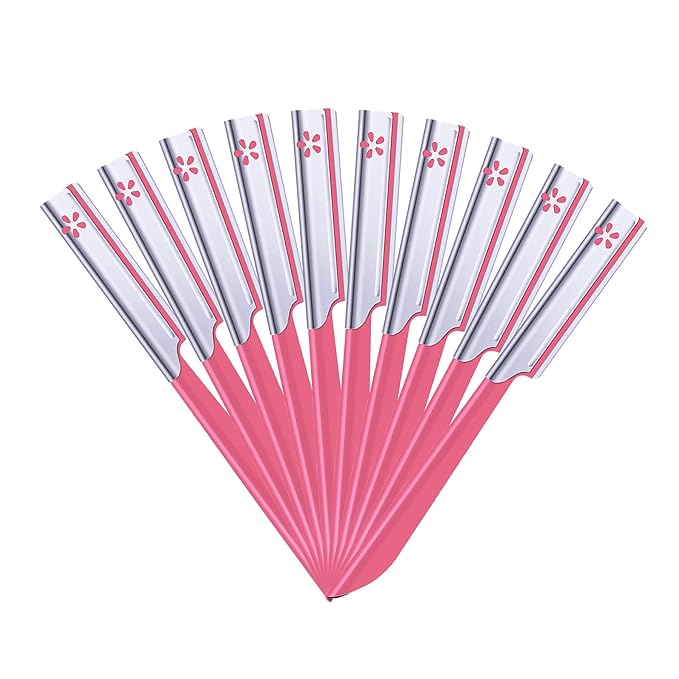 glowtalebaeuty Razors & Blades – 10 Pieces Eyebrow Razor for Women Facial Shaver Razor Brow Shaper Eyebrow Trimmer Dermaplaner Shaping Tool with Cover (Pink)