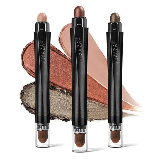 glowtalebaeuty Eyeshadow – 3PCS Brown Pink Eyeshadow Stick Set, Shimmer Neutral Cream Eye Shadow Sticks Crayon,Waterproof Long Lasting Eye Highlighter, Eye Brightener Stick Makeup Sets