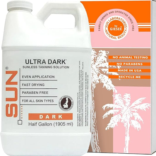 SunLaboratories Body Self-Tanners – Sun Laboratories By Giesee Ultra Dark Spray Tan Solution 1/2 Gallon - Professional Sunless Tanning Spray for Airbrush Tan, Self Tanner Mist, Sun Tanning Lotion, Fake Tan